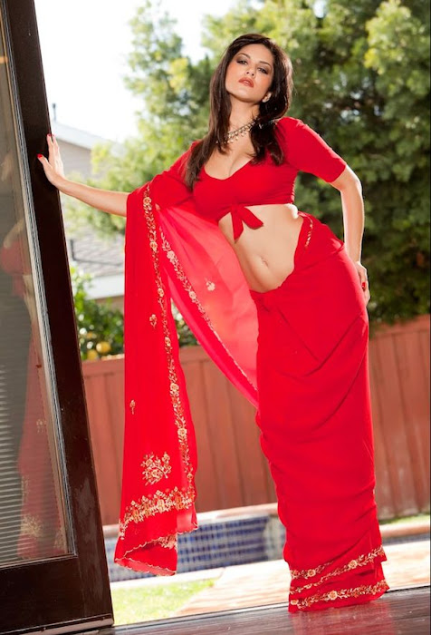 sunny leone | in red saree ss photo gallery